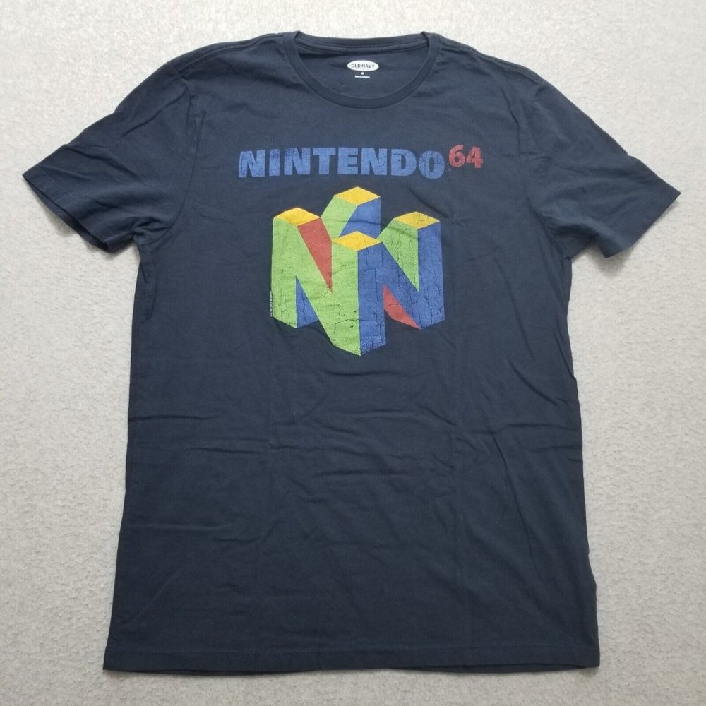 Nintendo 64 Shirt Mens Medium Blue Short Sleeve‎ Crew Neck Old Navy